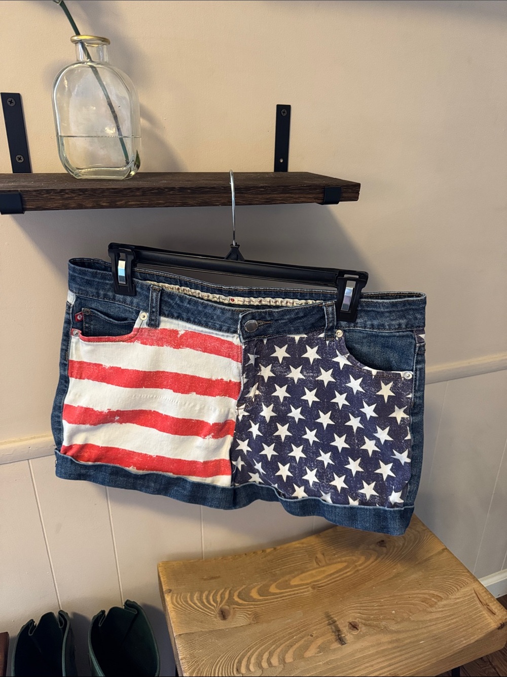 Marilyn Monroe Denim American Flag Patchwork Women’s Shorts size 31